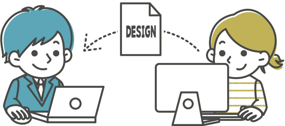 デザイン確認中の説明イラスト